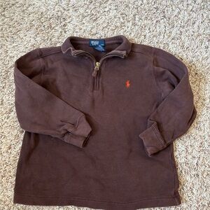 Polo by Ralph Lauren Brown Quarter-Zip Pullover with Orange Rider